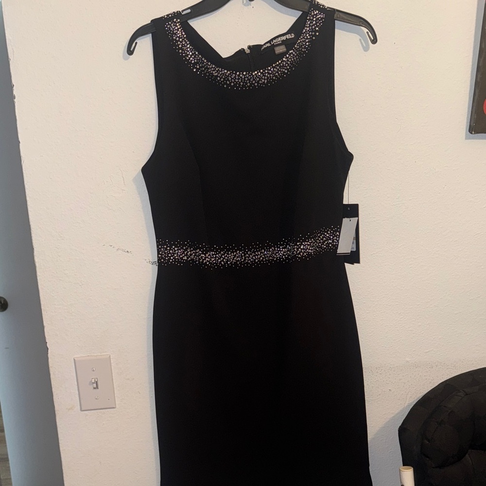 NWT KARL LAGERFELD PARIS Women's Ruffled-Hem A-Line Dress size 12